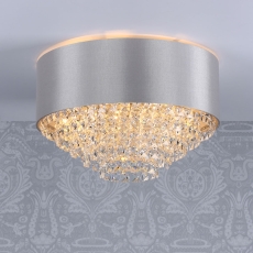 Laura Ashley Carrington 5 Light Flush with Grey Shade & Crystal