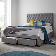 Venus Bed Frame with Drawers Roman Grey Velvet