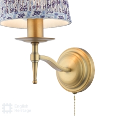 English Heritage Marble Hill Wall Light Aged Brass & St John Street Blue Shade 14cm