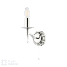 English Heritage Marble Hill Wall Light Polished Nickel & St John Street Grey Shade 14cm