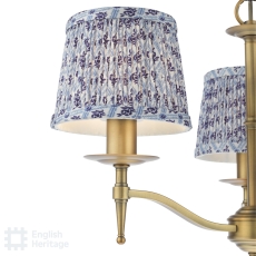 English Heritage Marble Hill 3 Light Shadelier Aged Brass & 3 St John Street Blue Shades 14cm