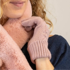 POM Soft Pink Long Wrist Fingerless Gloves