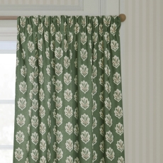 Sessile Pencil Headed Curtains Lined Leaf Green