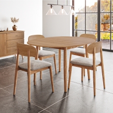 Mori Round Extending Dining Table 110-140cm & 4 Mori Dining Chairs