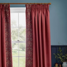 Strawberry Thief Pencil Pleat Curtains Lined Berry