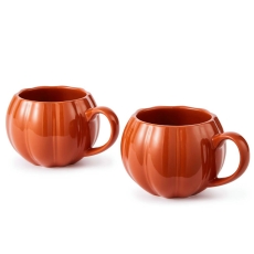 Wade Set Of 2 Pumpkin Mugs Orange