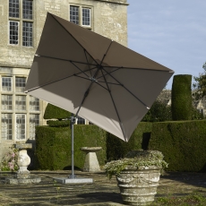 Blickling 2.7m Square Parasol with Granite Base and Cover - Sand