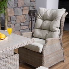 Valencia Rattan 3 Seater Sofa with Ice Bucket Table, Reclining Chairs & Stools