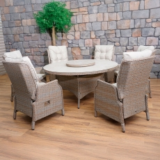 Valencia Rattan 150cm Round Reclining Dining Set with Lazy Susan