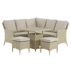 Holkham Compact Corner Sofa with Adjustable Table & 2 Stools in Nutmeg