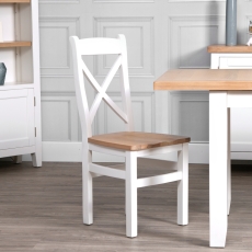 Elveden Cross Back Dining Chair Wooden Seat White