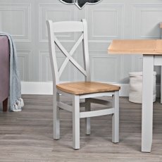 Elveden Cross Back Dining Chair Wooden Seat Grey