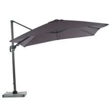 Truro 3m Square Side Parasol with Lights, Granite Base & Cover - Grey