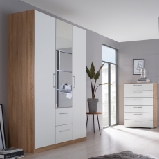 Ellington 3 Door (2 Mirror) 2 Drawer Wardrobe (W136cm) Sonoma Oak & Alpine White