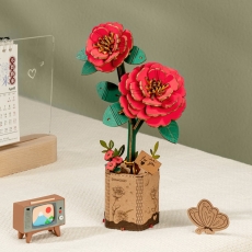 Red Camellia 3D Wooden Puzzle