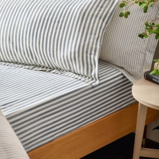 The Linen Yard Hebden/Barton Fitted Sheet Navy