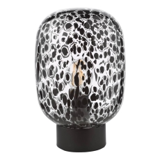 Gethin Table Lamp Matt Black Glass & Black Confetti Glass