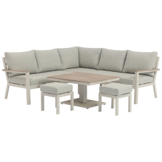 Umbria Corner Sofa with Mini Adjustable Table & 2 Stools in Mocha