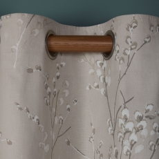 Laura Ashley Pussywillow Eyelet Headed Curtains Lined Truffle Natural