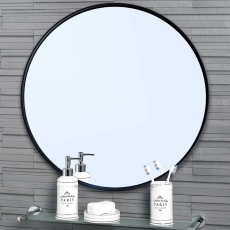 Showerdrape Portobello Round Black Frame Mirror 40cm