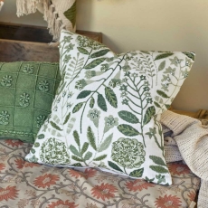 Walton & Co Embroidered Botanique 43cm Cushion Olive