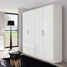 Mansfield 4 Door 2 Drawer Wardrobe Alpine White & High Polish White