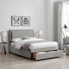 Ursula Upholstered Bed Frame With Drawer Storage Grey