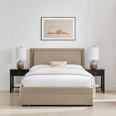 Ursula Upholstered Bed Frame With Drawer Storage Taupe