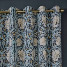 William Morris At Home Pimpernel Eyelet Headed Curtains Lined Indigo Blue