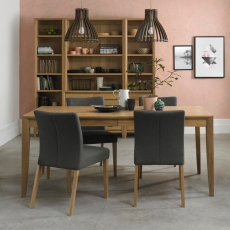 Burnham Extending Dining Table 130-170cm Oak & 4 Low Back Upholstered Chairs