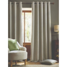Laura Ashley Milbourne Herringbone Eyelet Headed Curtains Lined Grey-Sage