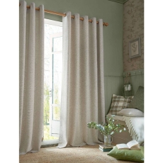 Laura Ashley Milbourne Herringbone Eyelet Headed Curtains Lined Truffle-Natural