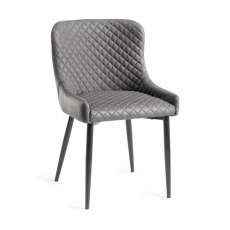 Rustic Cezanne Dining Chair Grey Velvet