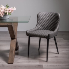 Rustic Cezanne Dining Chair Grey Velvet