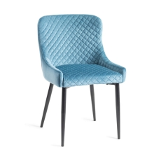 Rustic Cezanne Dining Chair Petrol Blue Velvet