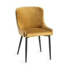 Rustic Cezanne Dining Chair Mustard Velvet