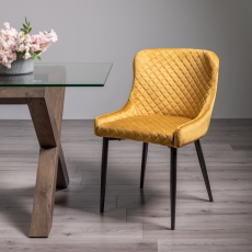 Rustic Cezanne Dining Chair Mustard Velvet