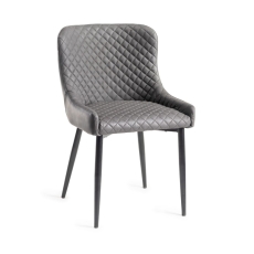 Rustic Cezanne Dining Chair Dark Grey Faux Leather