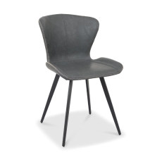 Rustic Garcia Dining Chair Dark Grey Faux Leather