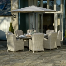 Morston Elliptical Table with Lazy Susan & 8 Armchairs - Sandstone