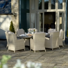 Morston Elliptical Table with Lazy Susan & 8 Armchairs - Sandstone