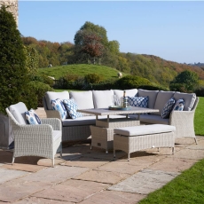 Holkham L-Shaped Sofa With Rectangle Adj Table, Bench & Chair - Nutmeg