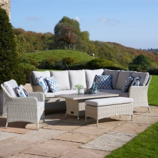 Holkham L-Shaped Sofa With Rectangle Adj Table, Bench & Chair - Nutmeg