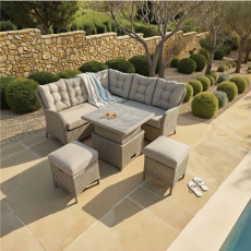 Valencia Rattan Compact Corner Set With Rising Table & 2 Stools