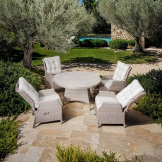 Valencia Rattan Round Dining Set with 4 Reclining Chairs