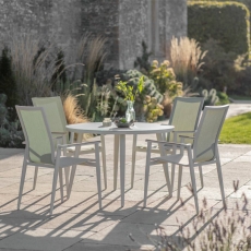 Lazio 110cm Round Table With 4 Armchairs - Green