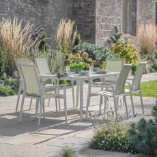 Lazio Rectangle Table With 4 Armchairs - Green