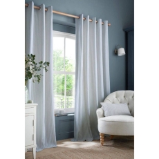 Laura Ashley Cornish Chenille Stripe Eyelet Headed Curtain Slate Blue