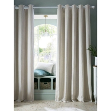 Laura Ashley Cornish Chenille Stripe Eyelet Headed Curtains Lined Natural