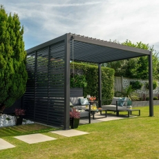 1m Louvred Aluminium Side Wall For Helios - Slate Grey